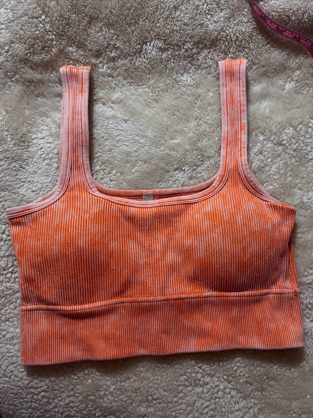 Zenana Outfitters | Orange Tie-Dye Ribbed Sports Bra